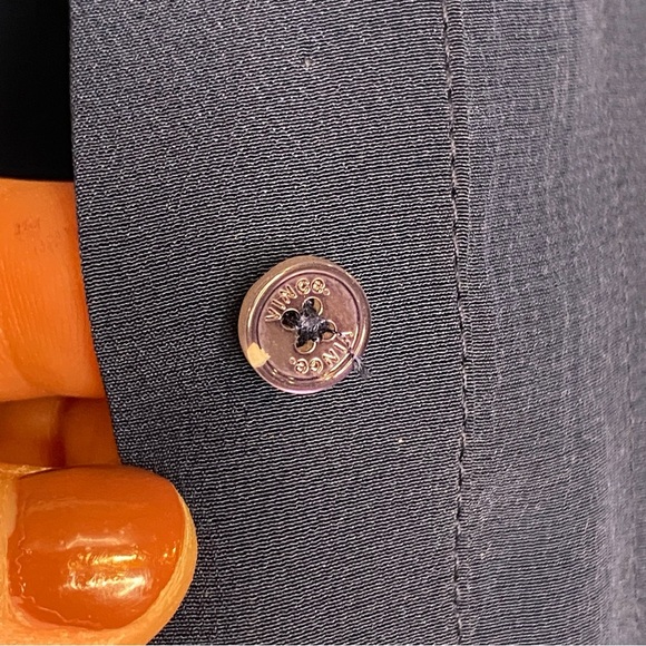 Vince Blue Silk Oversized Pocket Blouse Button Front Shirt Size 10 - Picture 8 of 12